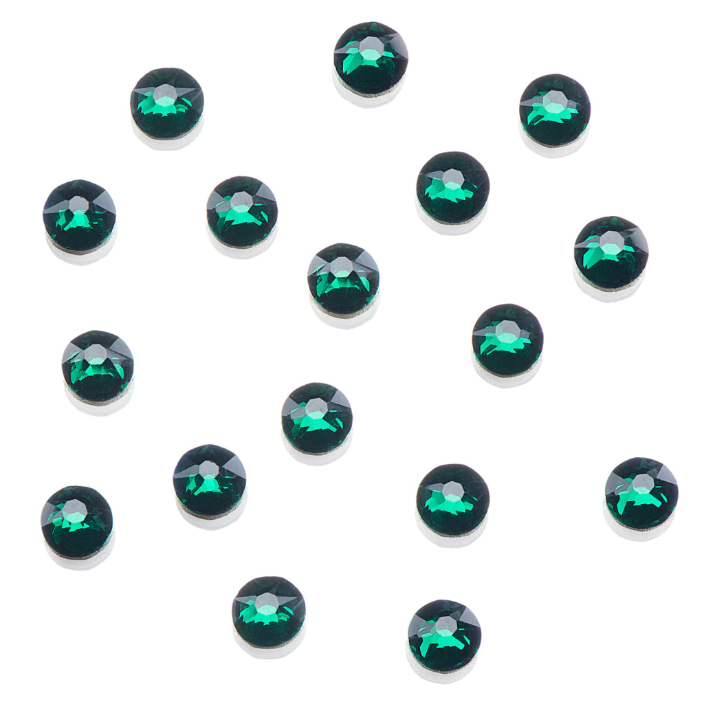 Ugly Duckling Clear as Mud Crystals - Emerald - Flat Back - Round