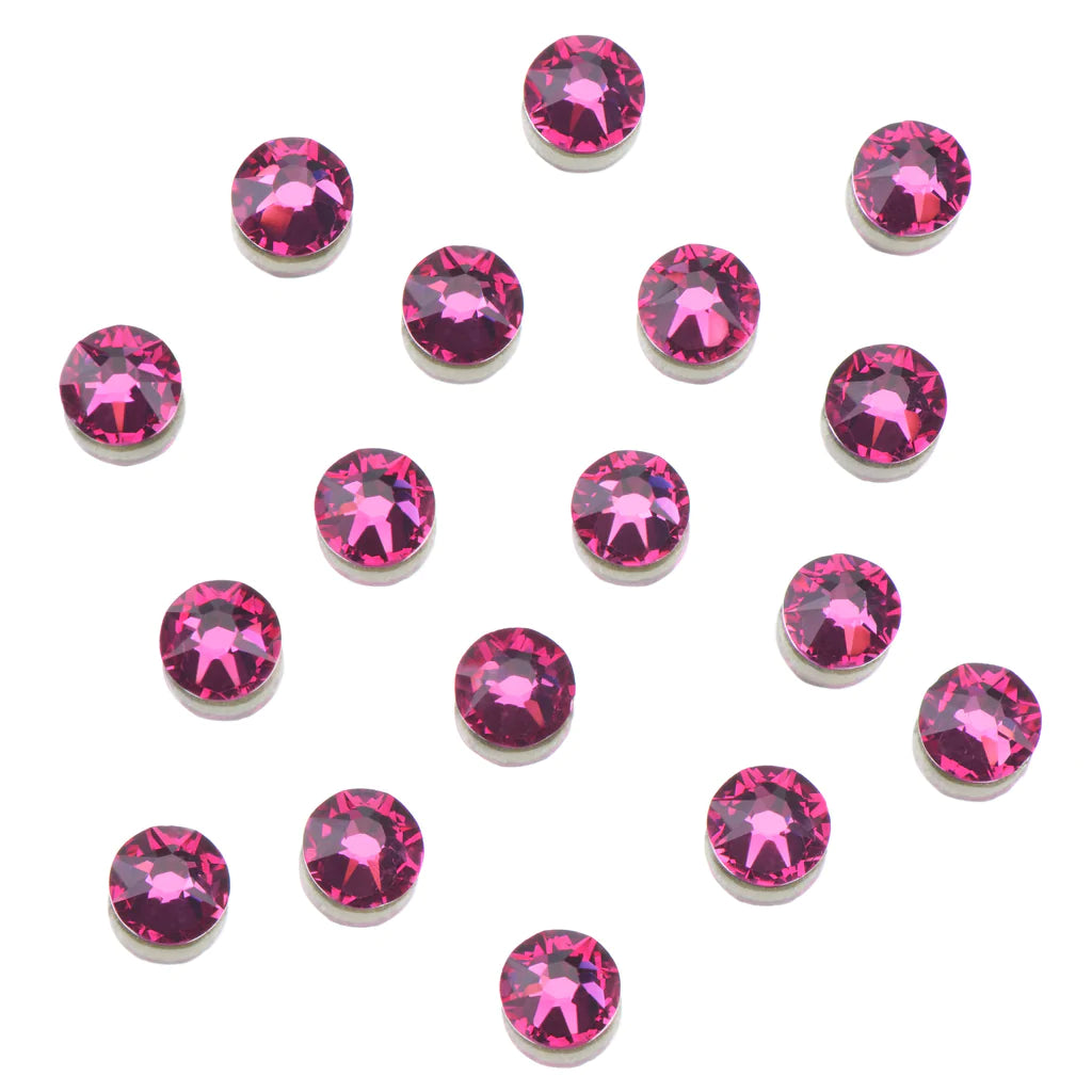 Ugly Duckling Clear as Mud Crystals - Fuchsia Flat Back - Round