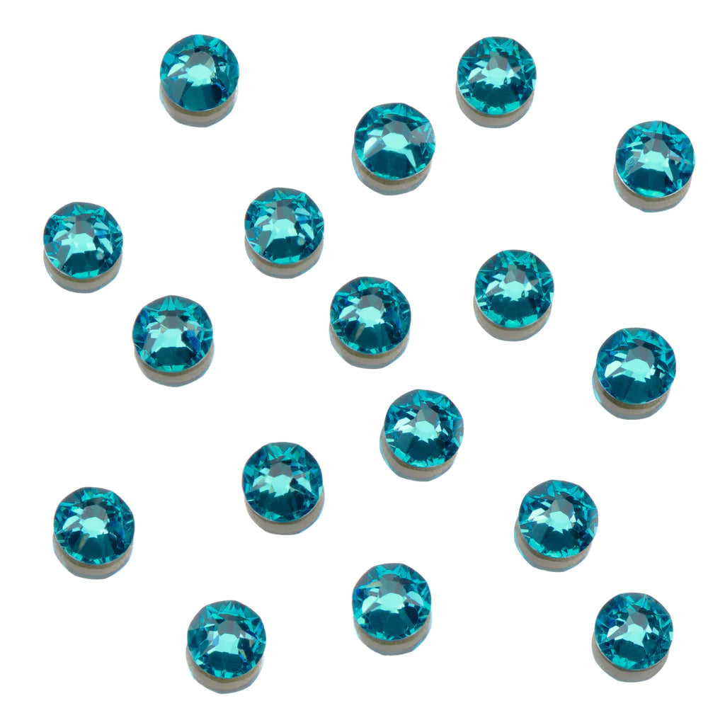 Ugly Duckling Clear as Mud Crystals - Peacock Blue Flat Back - Round